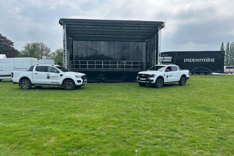 radio 1 staging with trucks